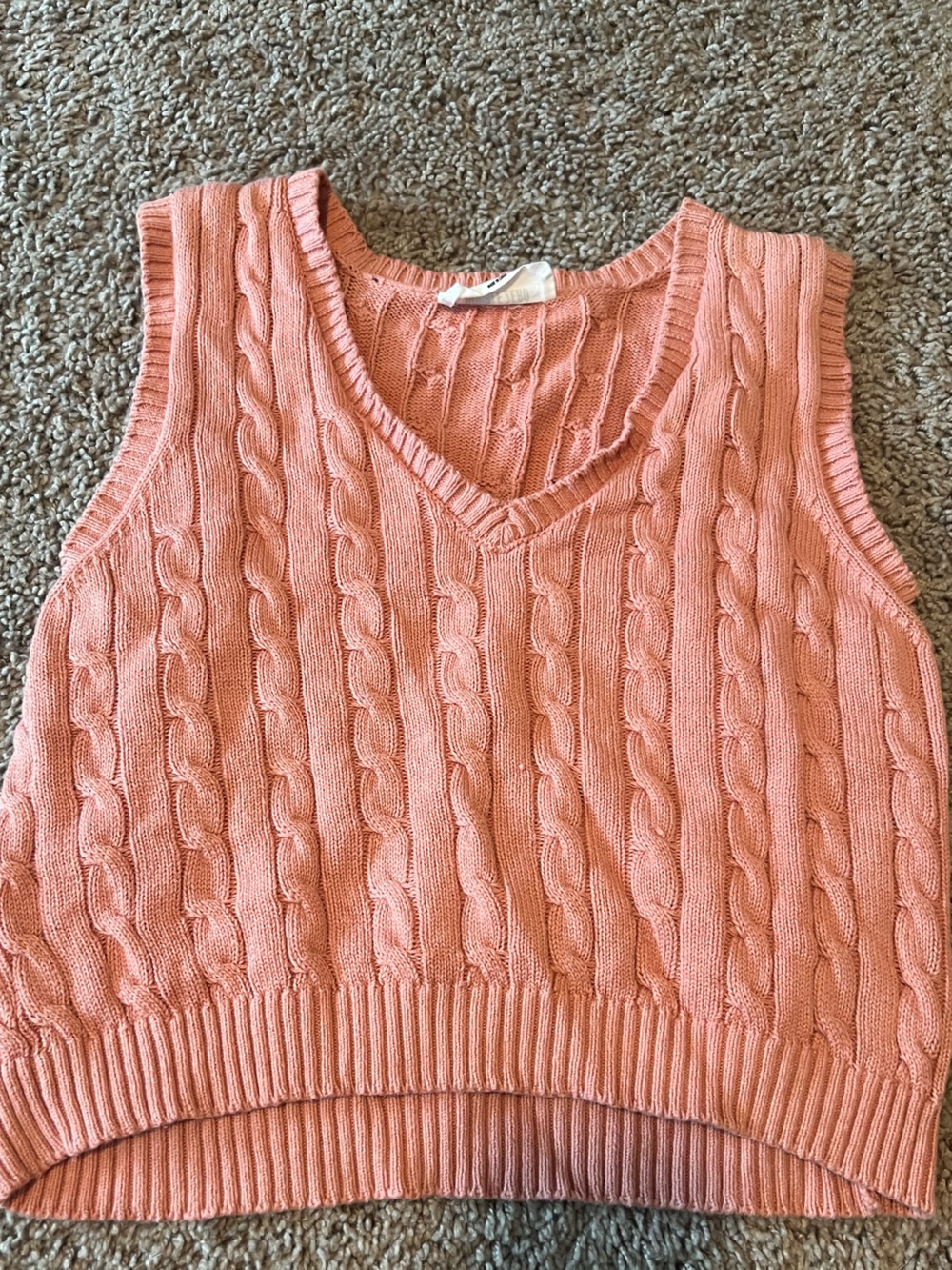 Double Zero Peach Cable Knit V-Neck Sweater Vest